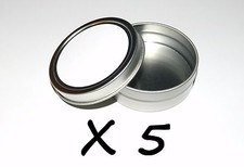 5 X 2-oz Round Metal Blank White Label Slip-Lid Tin Can Container - Use 4 Crafts