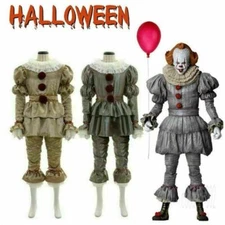 Halloween Clown Cosplay Men Kids Joker Suit Stephen King's It Pennywise Costume