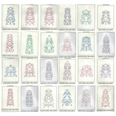 M Designs Cross Stitch Chart NAME Tree Ornaments - You Pick