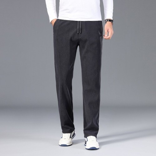 Hombres Informales Pana Pantalones Pantalones Pierna Recta Cintura Elástica Cordón Pantalones - Imagen 23 de 23