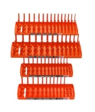 Hansen 4pc Socket Holder Tray Organizer Set 3 Row 14 38 Deep Shallow Orange