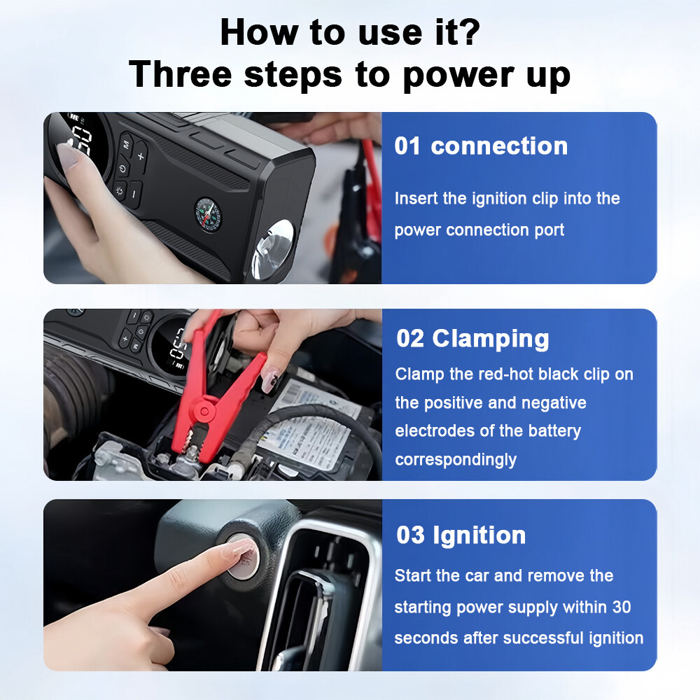 Car Jump Starter with Air Compressor 99800mAh Battery Jumper Box Charger Booster