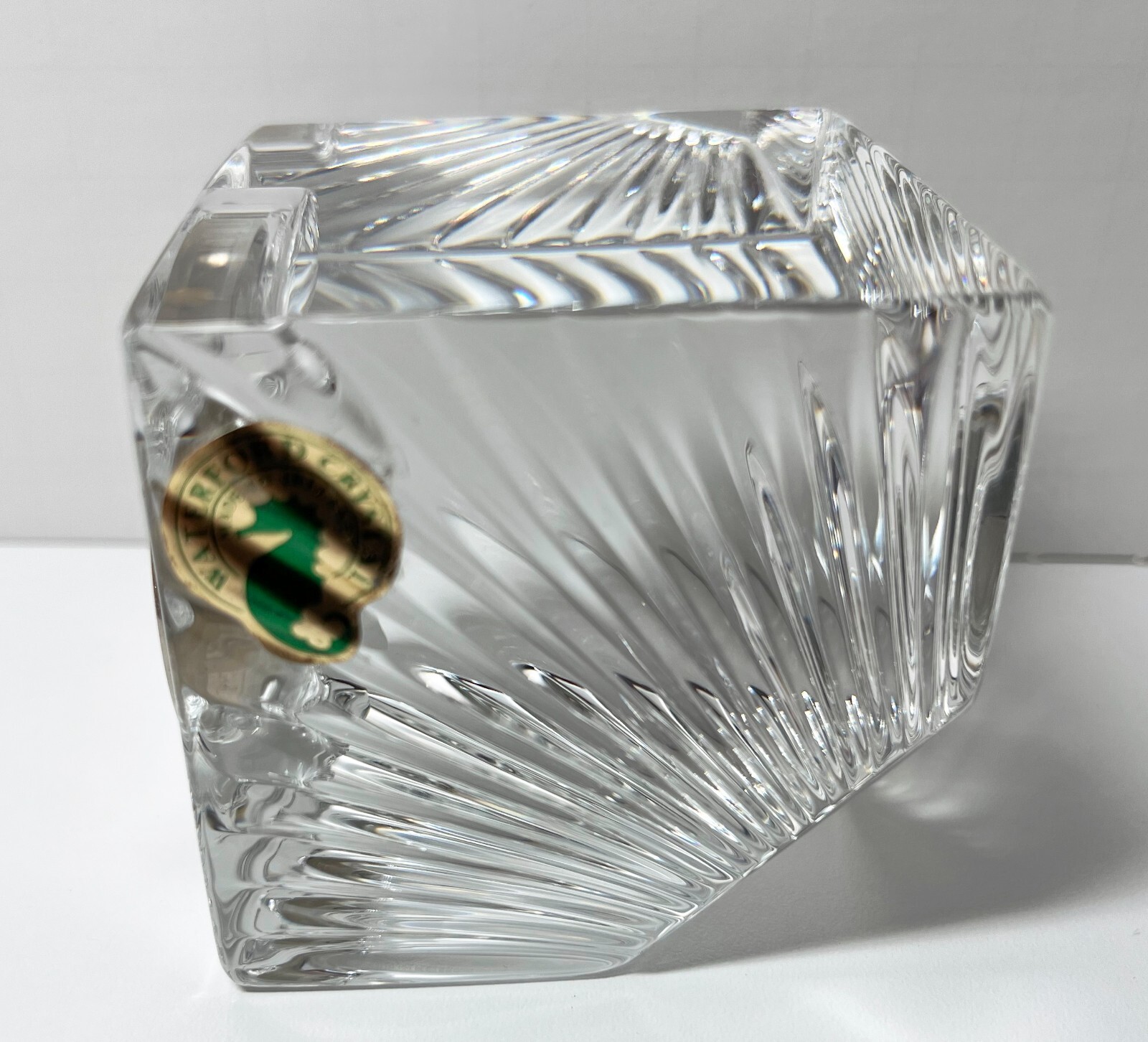 Waterford Cut Crystal Cube Clock Paperweight w/original label