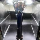 Antique Fenton 13.5" Tall Fine Rib Carnival Glass Vase Cobalt Blue Bottom Area