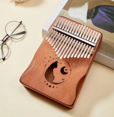 17 Tasten Kalimba Daumen Klavier Holz Körper Musikinstrumente für Kinder Geschenke Katze UK 