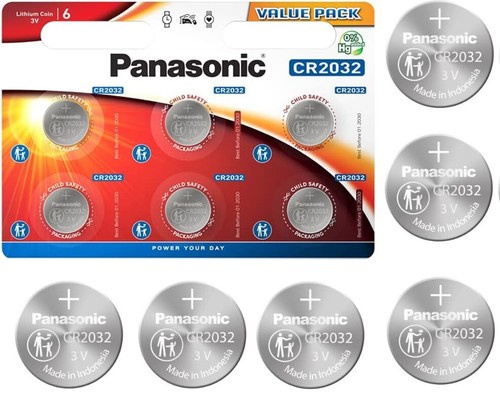 Panasonic Lithium 3V CR2032 Batteries Coin Cell Multi-Purpose Battery Card of 6