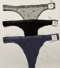 Jenni Women's Thongs 3 Pair Size XXLARGE, Stars, Black, and Dusk NEW