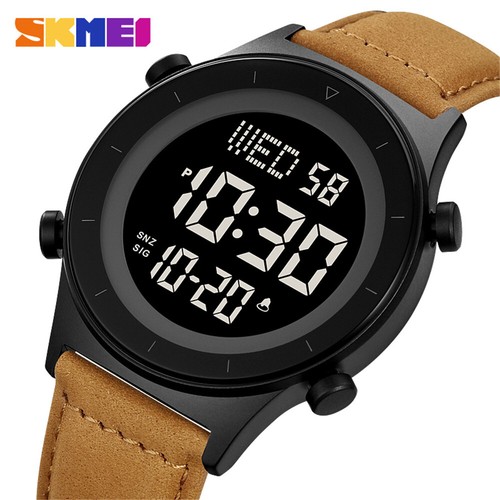 SKMEI Men's Digital Sport Watch Leather Strap Wristwatch for Boys Grils Gifts - Picture 1 of 36