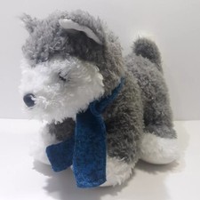 Aurora Grey White Dog Husky w Scarf Plush Stuffed Animal 2016