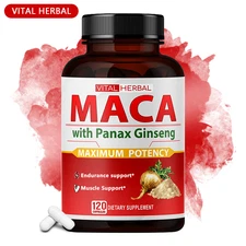 Maca Root Capsules With Panax Ginseng - Increases Energy And Muscle Endurance