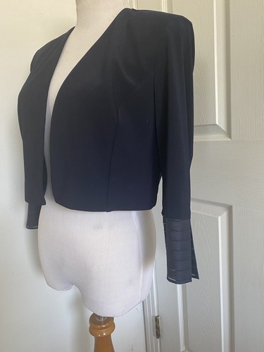 Joseph Ribkoff Signature Midnt Blue SplitCuff 3/4 Sleeve BoleroJacket Sz 10 NWT - Picture 7 of 8