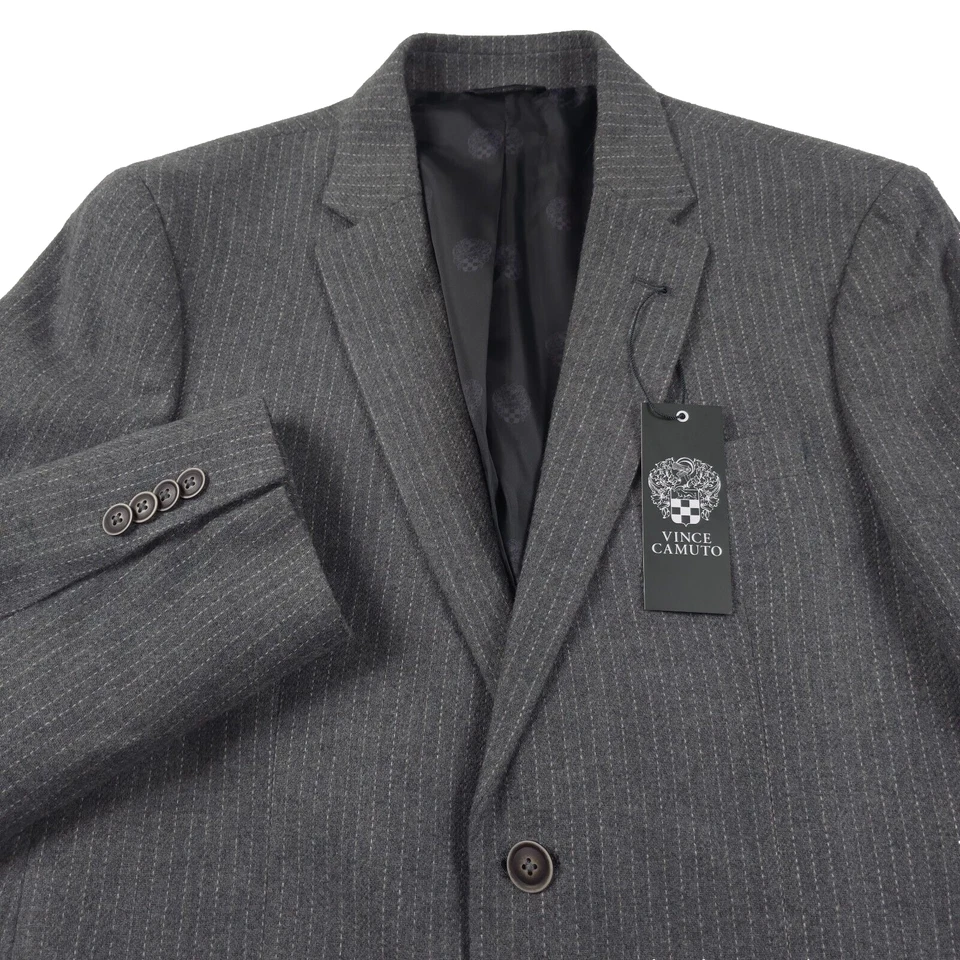 Vince Camuto Bell Slim Stretch Winter Weight Gray Striped Suit Mens 42R X 35W - Image 2 of 4