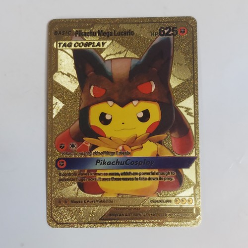 Pokemon Pikachu Mega Lucario Cosplay Gold Foil Card Single