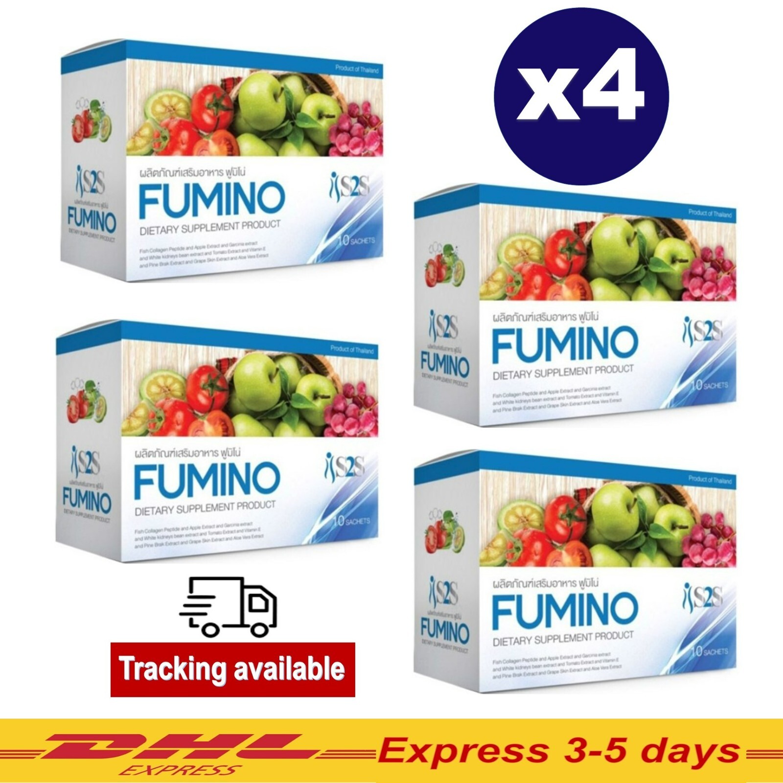 3 Boîtes FUMINO S2S Boisson Détox Au Collagène Et Fibres De Pomme - Saveur Pomme, Pour La Perte De Poids