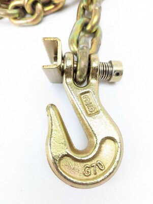 4 Pack 3/8 inch G70 Clevis Grab Hook with Spring Loaded Safety Locking Latch