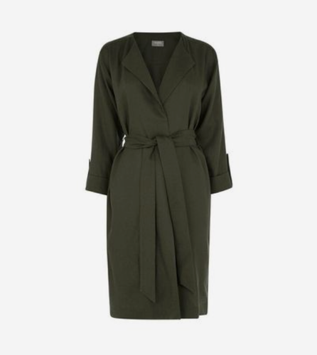 OASIS GREEN DUSTER TRENCH BELTED 