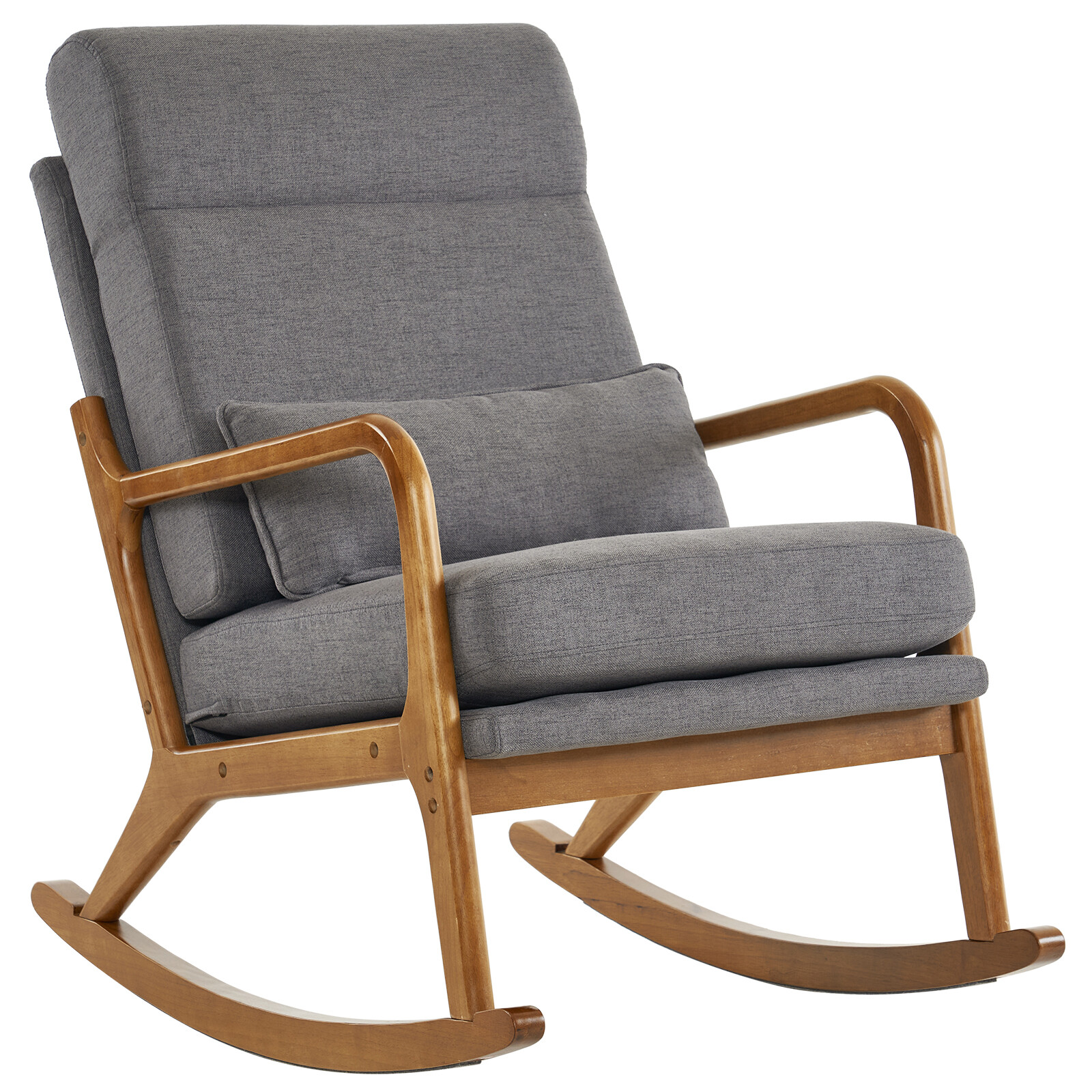 High Back Belt Waist Pillow Solid Wood Rocking Chair Armchair