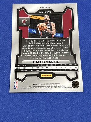 Caleb Martin Pink Ice Prizm 2023-24 Panini Refractor Card #276 | eBay