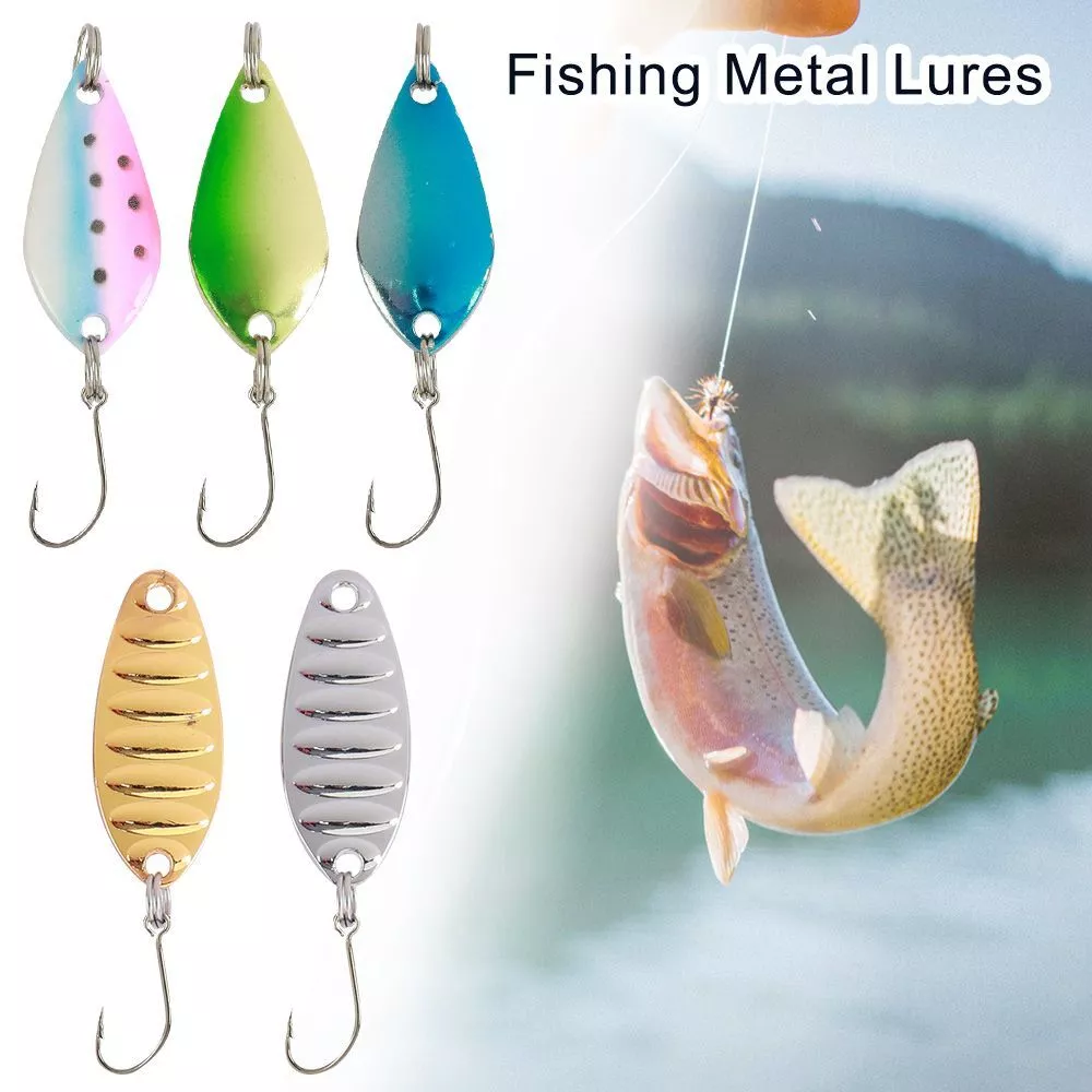 Durable trout Fishing Metal Lures Crank Bait Feather Treble Hook Spoon  Spinner