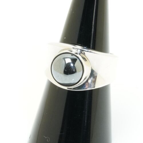 Georg Jensen Sterling Silver Ring #124 with Hematite Vintage Denmark US6.5 - 第 1/4 張圖片