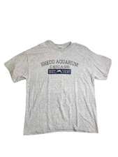 VTG SHEDD AQUARIUM Shirt Adult Large Gray Chicago Dolphin Streetwear Y2K Mens