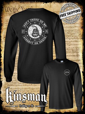 Don't Tread On Me Long Sleeve T-Shirt - Gadsden Flag Rattlesnake Liberty Tee For Men