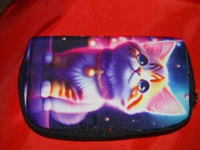 Geldbörse, Portemonnaie, Kosmetiktasche, Kulturtasche, Clutch, Geschenk ''Cutie Cat''