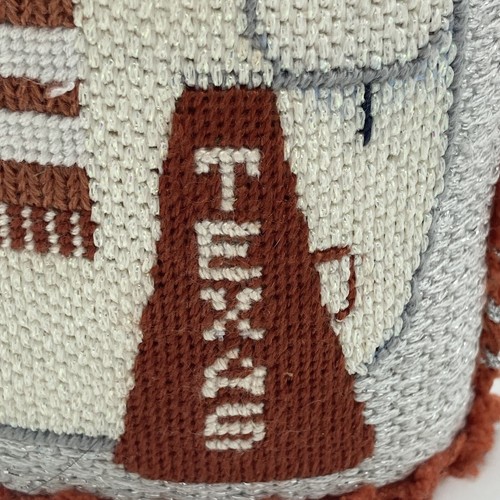 Standing Stuffed Cross Stitch Texas Orange School Spirit Snowman Tabletop Decor - Picture 8 of 11