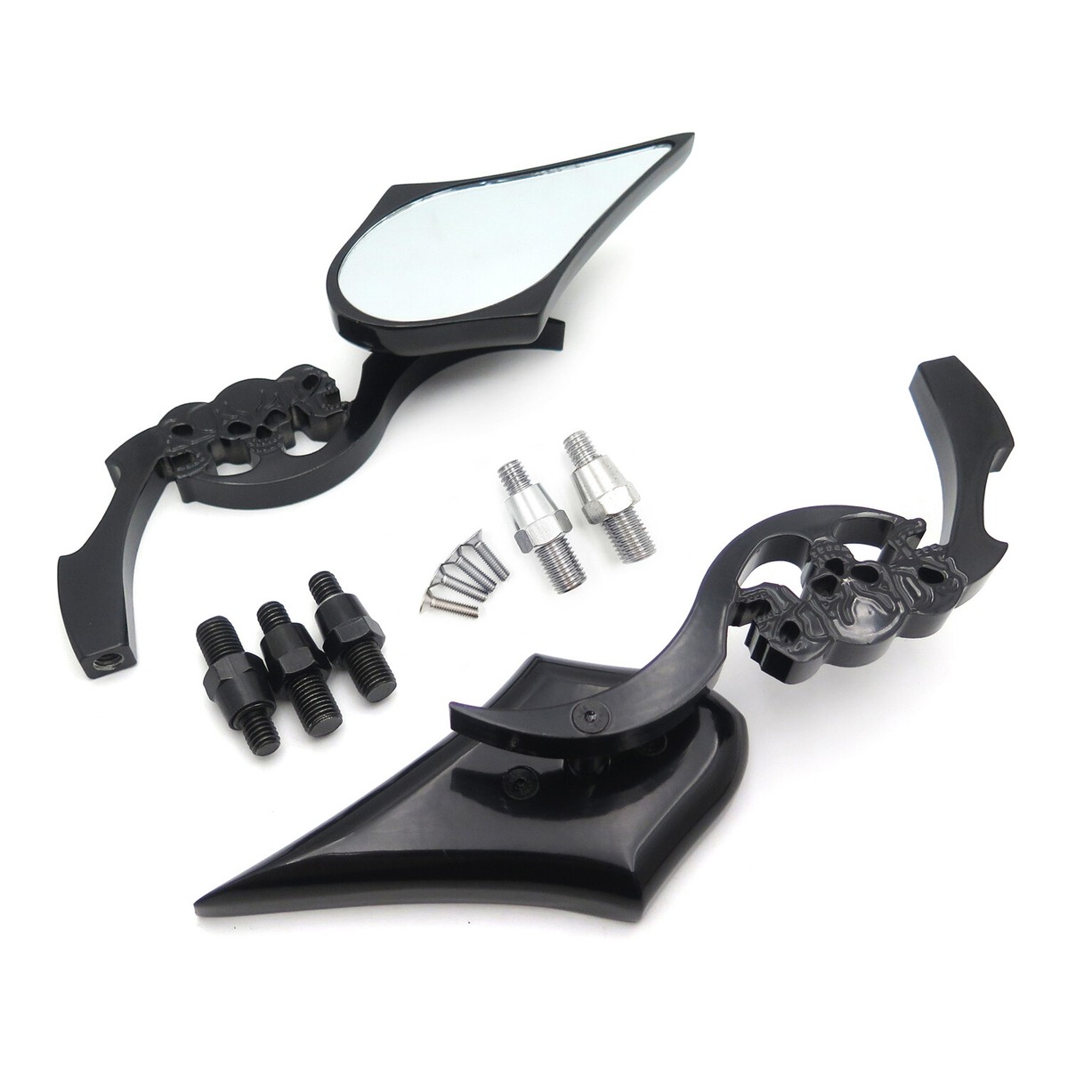 KILLSTAR ミラー 鏡 Black Skull Blade Mirror For Yamaha Cruiser Royal Star Road Star V