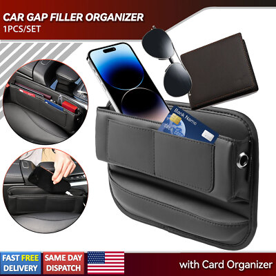 Car Accessories Seat Gap Filler Phone Holder Storage Box Organizer w /Cable Hole