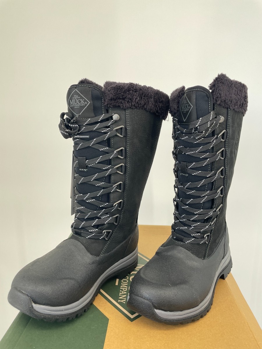 Muck Womens Boots Arctic Apres Lace Tall Size 5 Walt-000 Black