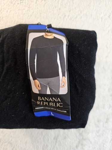 Banana Republic Men’s Merino Wool Crew Neck Sweater, Black, Size L - Picture 8 of 8