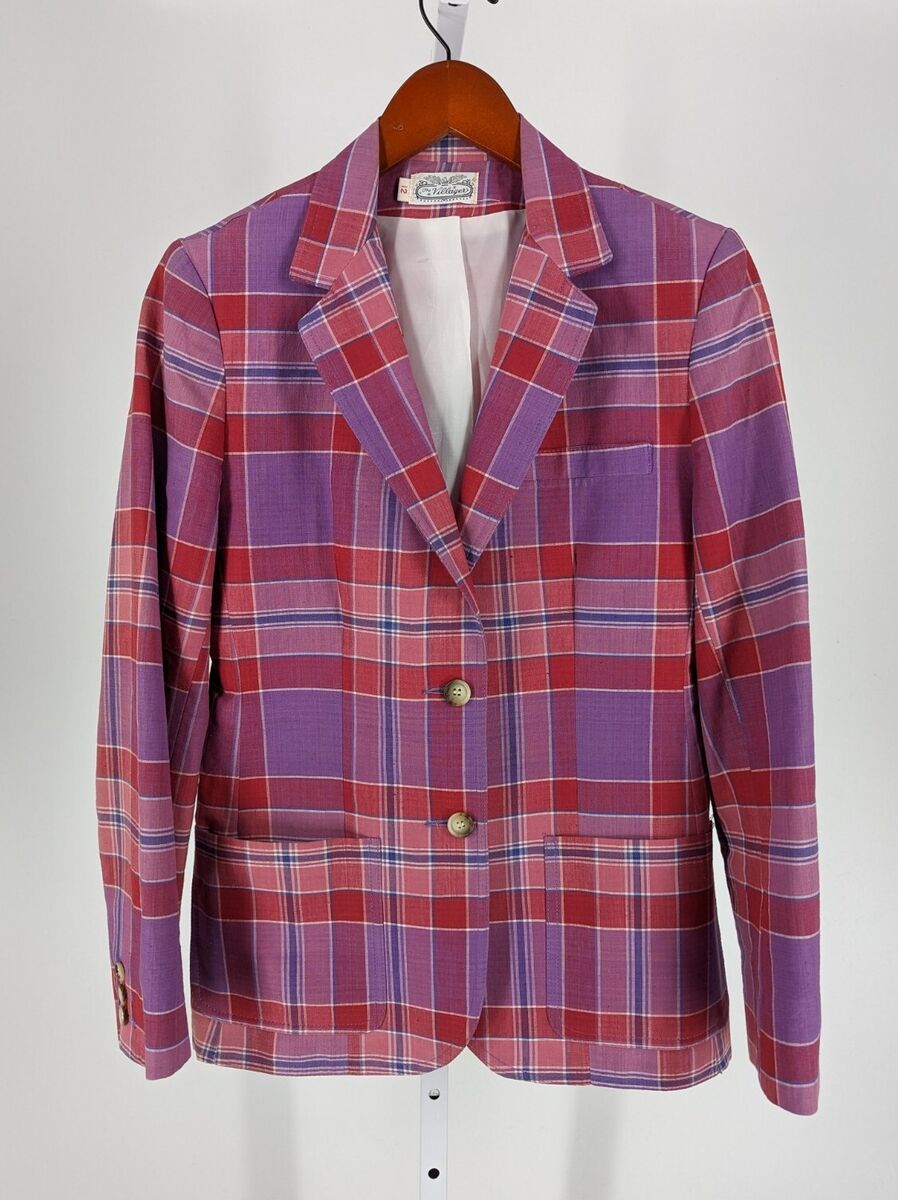 アウターその他 Madras blazer with belt and removable scarf Late 1970s Woven Indian Madras Cotton DB Jacket — Wayward