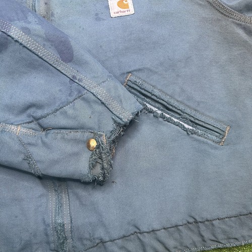 Vintage Carhartt Detroit Jacket Dark Teal DTL Distressed Trashed Dyed Boxy Worn by Carhartt, $169.99 - Photo 4