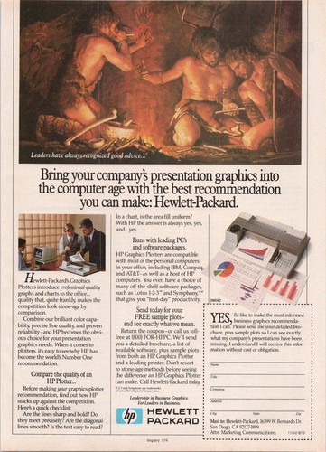 Hewlett-Packard 1985 Print Ad Graphics Plotters Computer Presentation ...