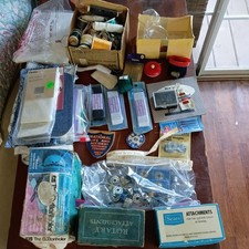 Vtg Sewing Notions Lot Thread Fasteners Needles Bobbins Lace 60s 70s 80s Craft