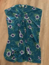 Vintage Helena  s 1980s Moo Moo Dress Cover Up One Size Tropical Blue Flowers