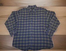 Orvis Men's Plaid Blue Green Flannel Long Sleeve Button-Up Shirt XL