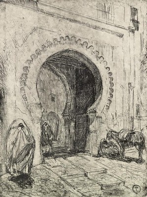 Henry Tanner Gate in Tangier 1915 17''x 22'' Archival Art Print