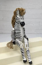 Zebra Shelf Sitter Jointed Handcrafted Wooden Wood Folk Art Primitive 14”