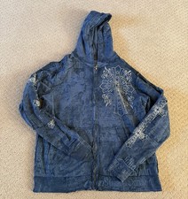 Y2K Affliction Grunge Full Zip Hoodie Sweatshirt 2XL B33