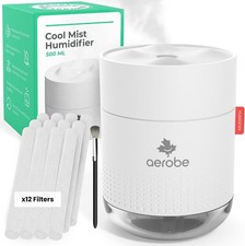 Aerobe 500ml Cool Mist Humidifier for Bedroom with Night Light, 12 Extra