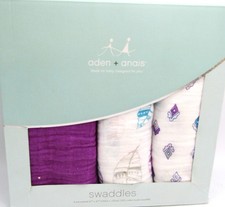 Aden  Anais Cotton Muslin Swaddles 47" x 47", Box of 3 New.