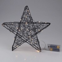 LED Stern, 30 Leds, Schwarz, Metall, Ø 25 Cm