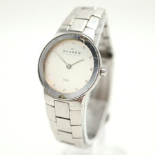 Skagen Womens Silver Tone Slim 26mm Watch Stainless Steel Bracelet w New Battery