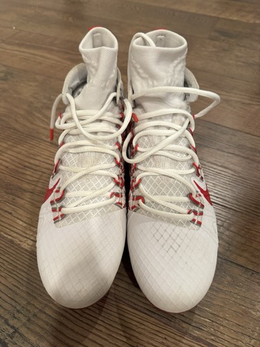 Size 9 Nike Alpha Huarache 7 Elite LAX Lacrosse Cleats White/Red OHIO STATE