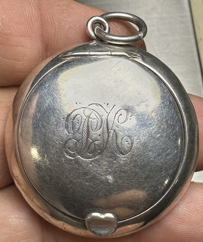 Antique 1880's Sterling Silver English Mirror Compact Pendant  12.9gr  A309