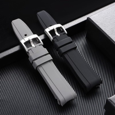 Silicone Watch Band Curved End 20mm 22mm Waterproof Universal Replacement Bands