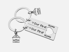 2PCS Our First Home Keyring House Keychain Couples Housewarming Gift New Home UK