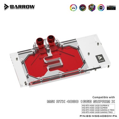 Barrow GPU Liquid Cooling Block for  MSI 4080 TRIO Aurora BS-MSG4080M-PA